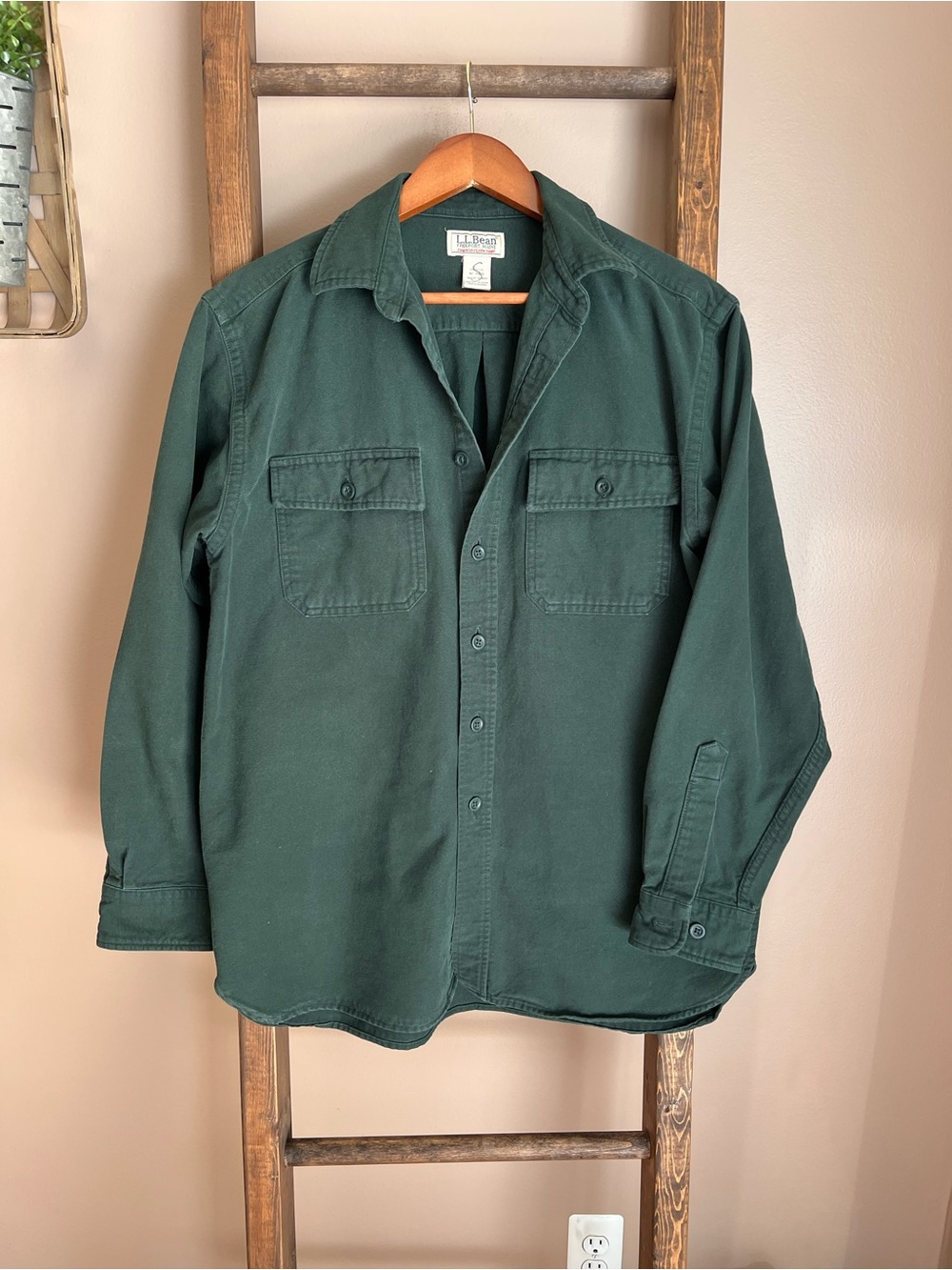 L.L. Bean Forest Green Military Shirt Jacket